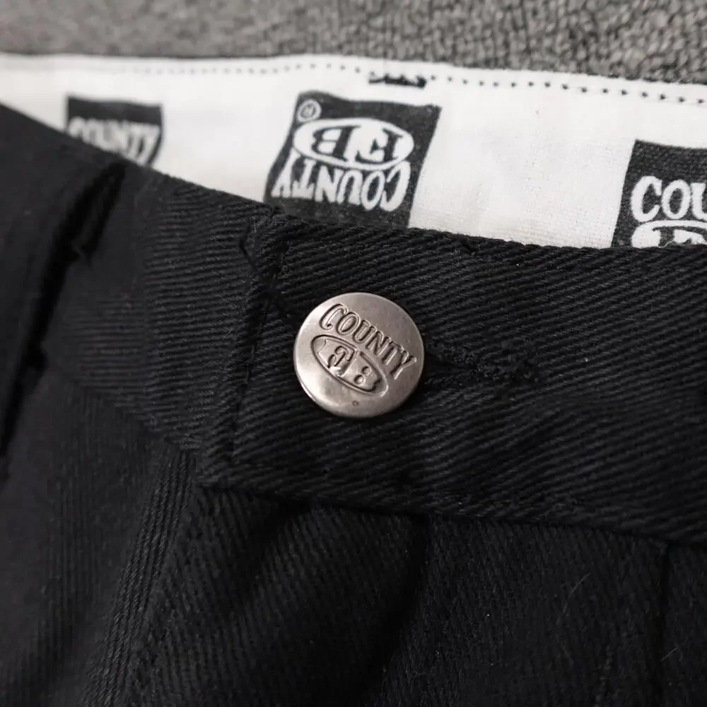County FB Pants Mens 28x25 Black Relaxed Fit Chino Wide Leg Zip Fly Workwear